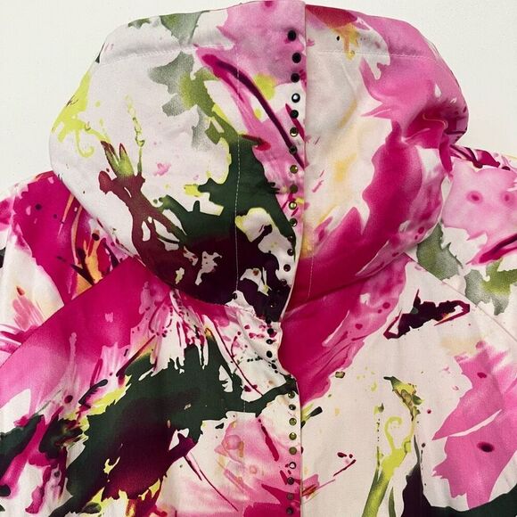 Berek Floral Jacket Extra Large Lagenlook Artsy Rhinestones Full Zip Art To Wear - Picture 7 of 12